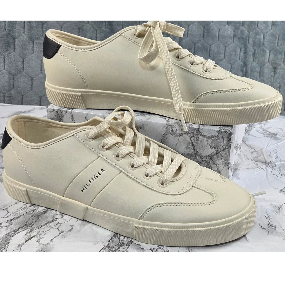 Tommy Hilfiger Mens‎ TMPANDORA2 Sneakers Off White Cream Low Top Shoes Size 9